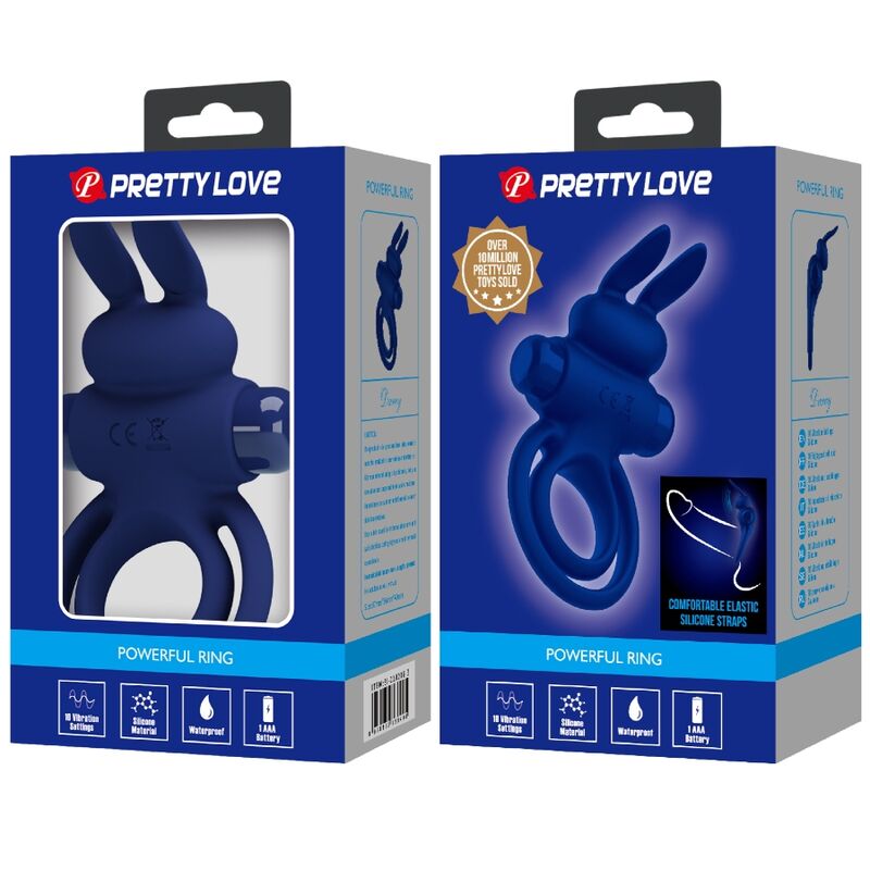 PRETTY LOVE - DAREY DOPPIO ANELLO VIBRANTE CONIGLIO BLU - PRETTY LOVE MALE | Lingerie Harness Boutique