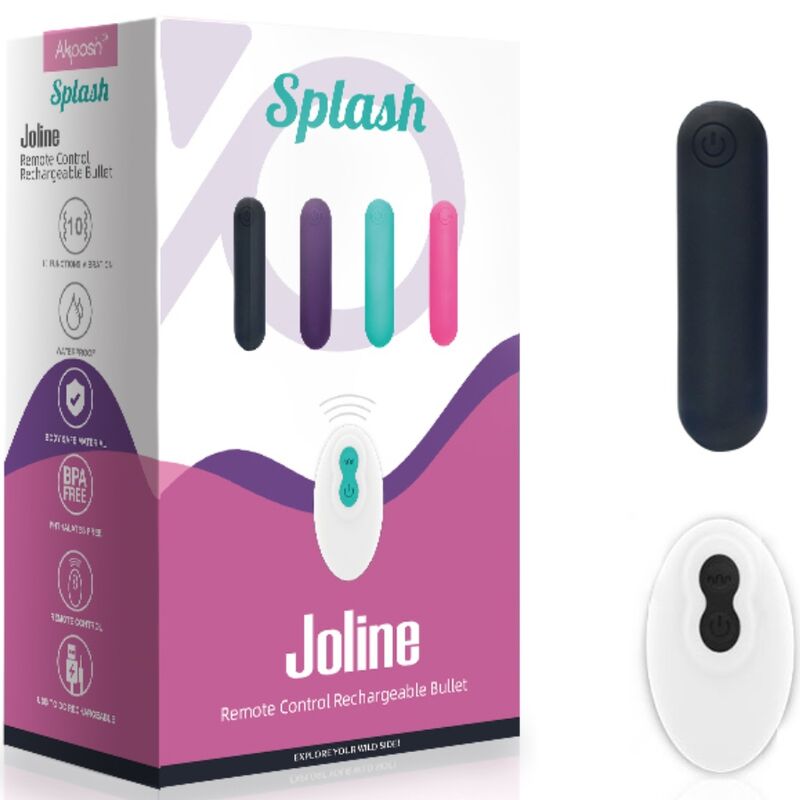 ARMONY - SPLASH JOLINE VIBRATORE BULLET IN SILICONE TELECOMANDO 10 VIBRAZIONI 65 X 15 CM NERO - ARMONY STIMULATORS | Lingerie Harness Boutique