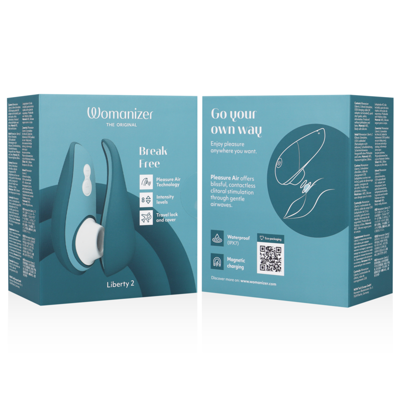 WOMANIZER - LIBERTY 2 STIMOLATORE CLITORIDEO E ASPIRAZIONE BLU - WOMANIZER | Lingerie Harness Boutique