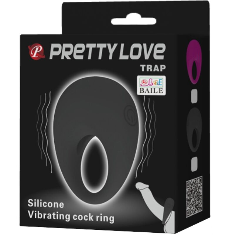 PRETTY LOVE - TRAP ANELLO VIBRATORE NERO - PRETTY LOVE MALE | Lingerie Harness Boutique