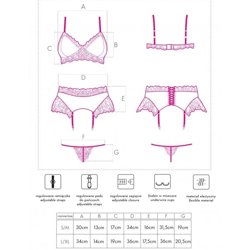 LIVCO CORSETTI FASHION - NAHIR LC 20214 REGGISENO + SLIP + CINTURA L/XL - LIVCO CORSETTI SETS | Lingerie Harness Boutique