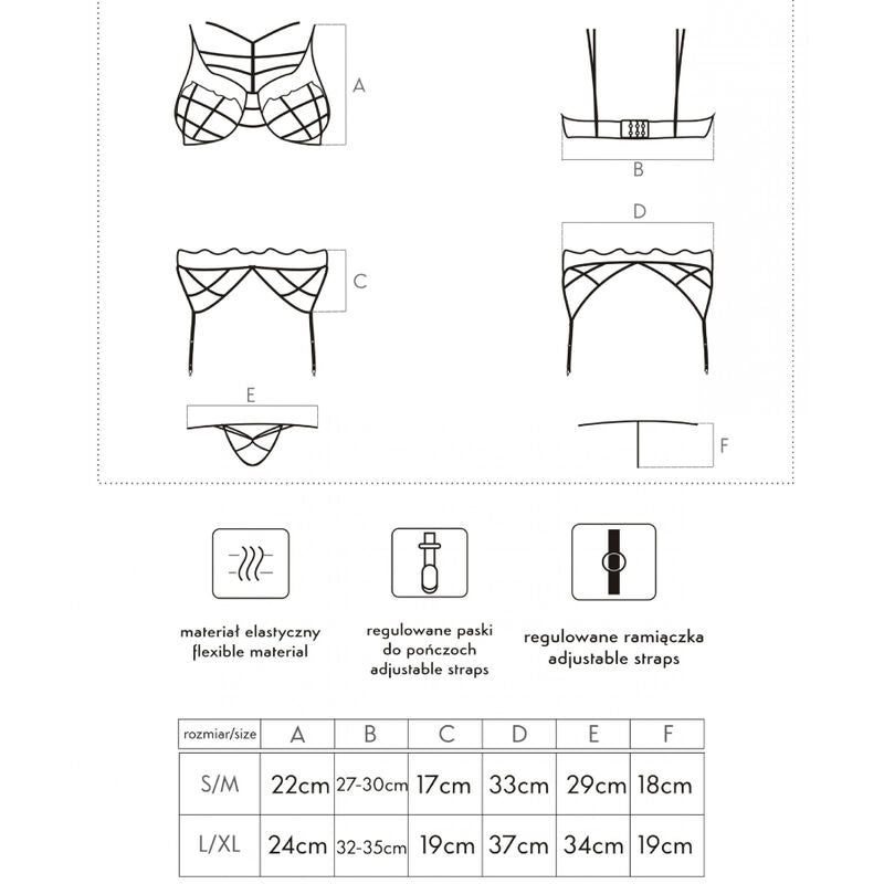 LIVCO CORSETTI FASHION - SOLEDAD LC 20217 REGGISENO + SLIP + REGGISERA L/XL - LIVCO CORSETTI SETS | Lingerie Harness Boutique