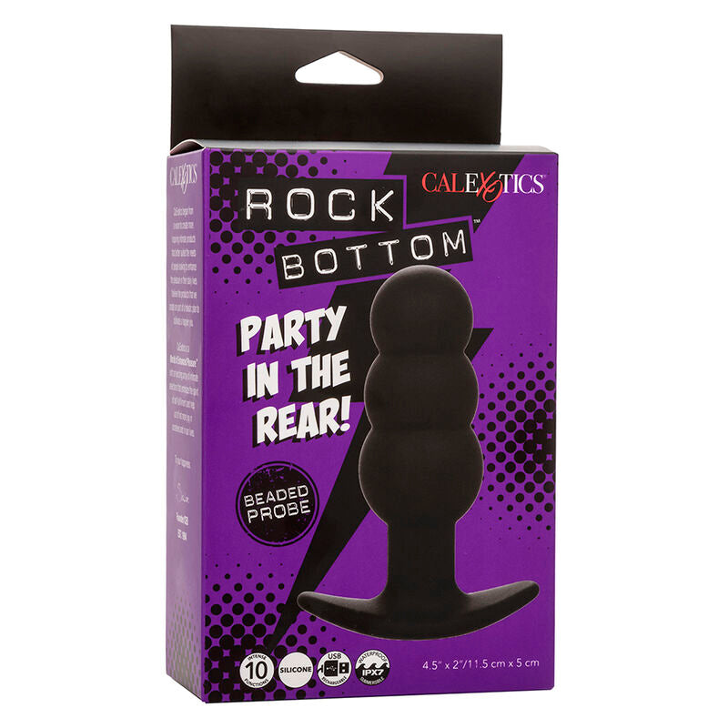 CALEXOTICS - ROCK BOTTOM PERLINE TAPPO ANALE 10 VIBRAZIONI SILICONE NERO - CALEXOTICS | Lingerie Harness Boutique