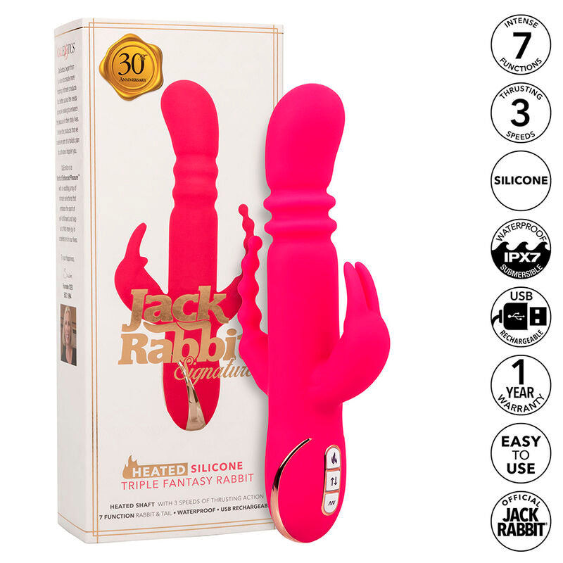 CALEXOTICS - JACK FANTASY VIBRATORE TRIPLO RISCALDATO ROSA CONIGLIO - CALEXOTICS | Lingerie Harness Boutique