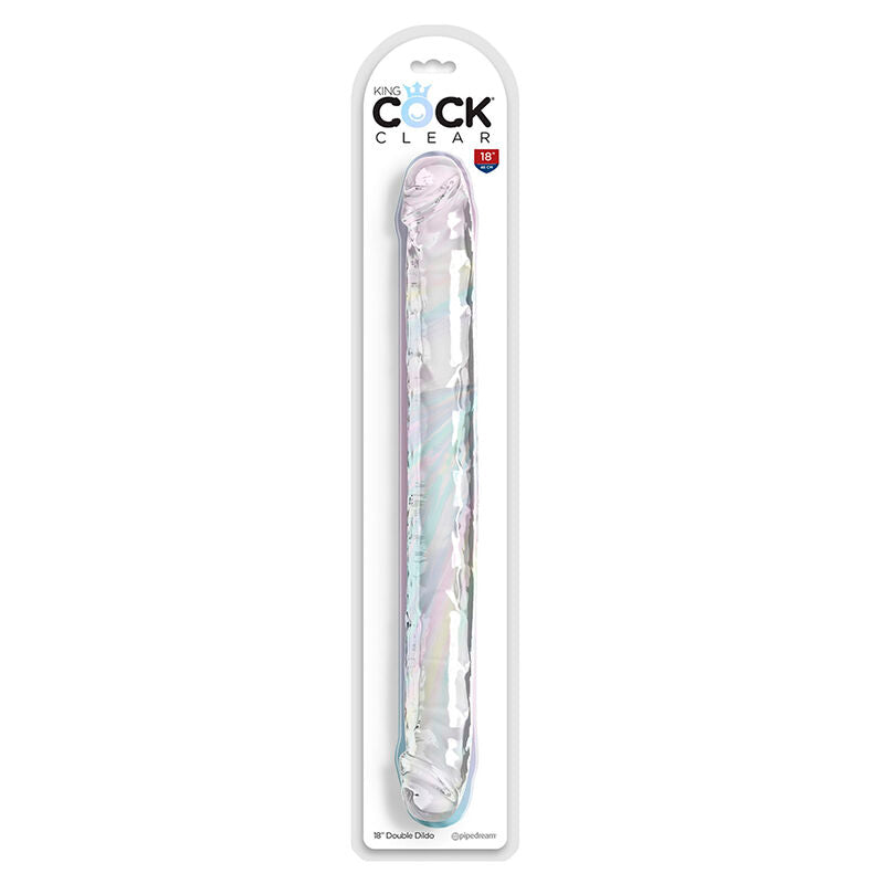 KING COCK - DOUBLE TROUBLE DOPPIO TROUBLE 46 CM TRASPARENTE - KING COCK | Lingerie Harness Boutique