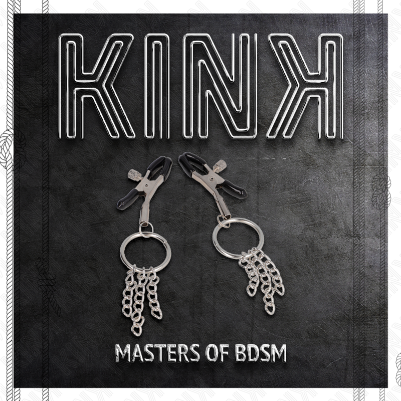 KINK - MORSETTO PER CAPEZZOLO O RING E CATENELLA ARGENTO 6 CM - KINK COLLAR & GAG | Lingerie Harness Boutique