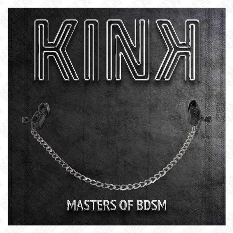 KINK - MORSETTI PER CAPEZZOLI A CATENA PIATTA ARGENTO 30 CM - KINK COLLAR & GAG | Lingerie Harness Boutique