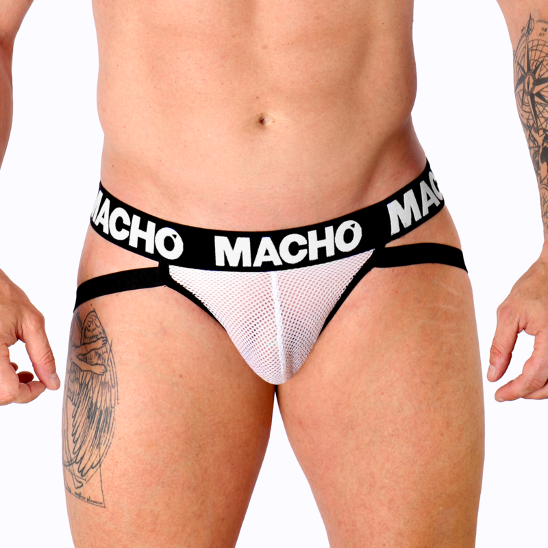 MACHO - MX26X1 JOCK GRID BIANCO XL - MACHO UNDERWEAR | Lingerie Harness Boutique