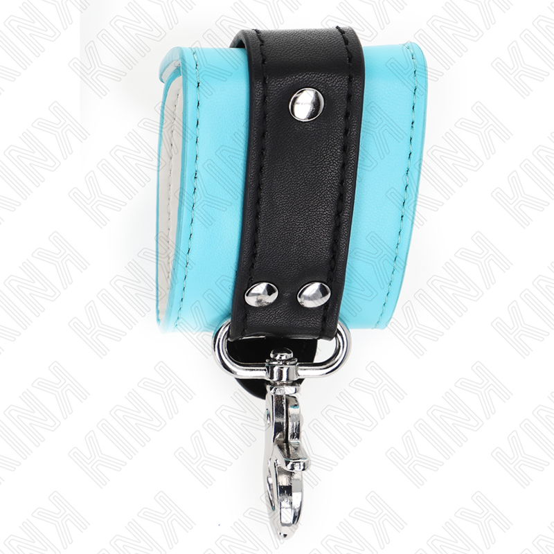 KINK - RESISTENZA DA POLSO PREMIUM CON SERRATURA NERO / BLU REGOLABILE 21-28 CM X 5,5 CM - KINK COLLAR & GAG | Lingerie Harness Boutique