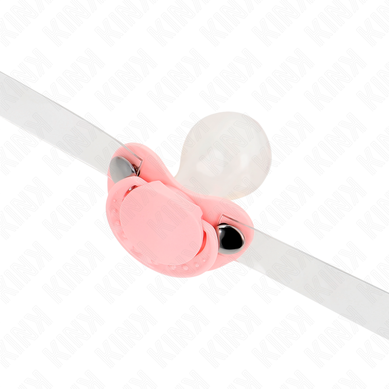 KINK - BAVAGLIO A FORMA DI CIUCCIO ROSA 5.5 x 4 CM REGOLABILE 43-60 CM - KINK COLLAR & GAG | Lingerie Harness Boutique