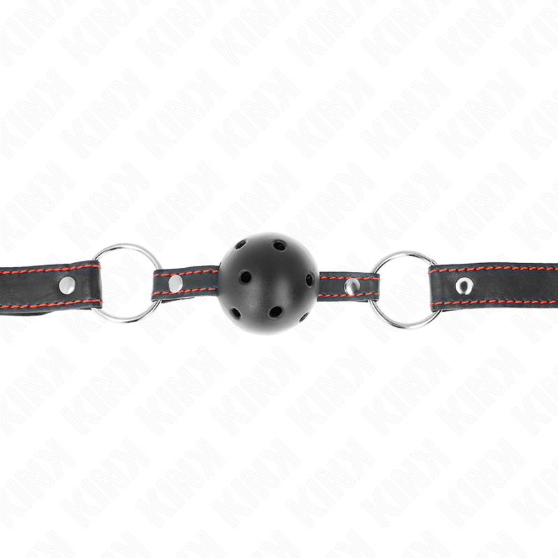 KINK - BALL GAG HOLLOW HARD NERO MODELLO 2 65 x 2,5 CM - KINK COLLAR & GAG | Lingerie Harness Boutique