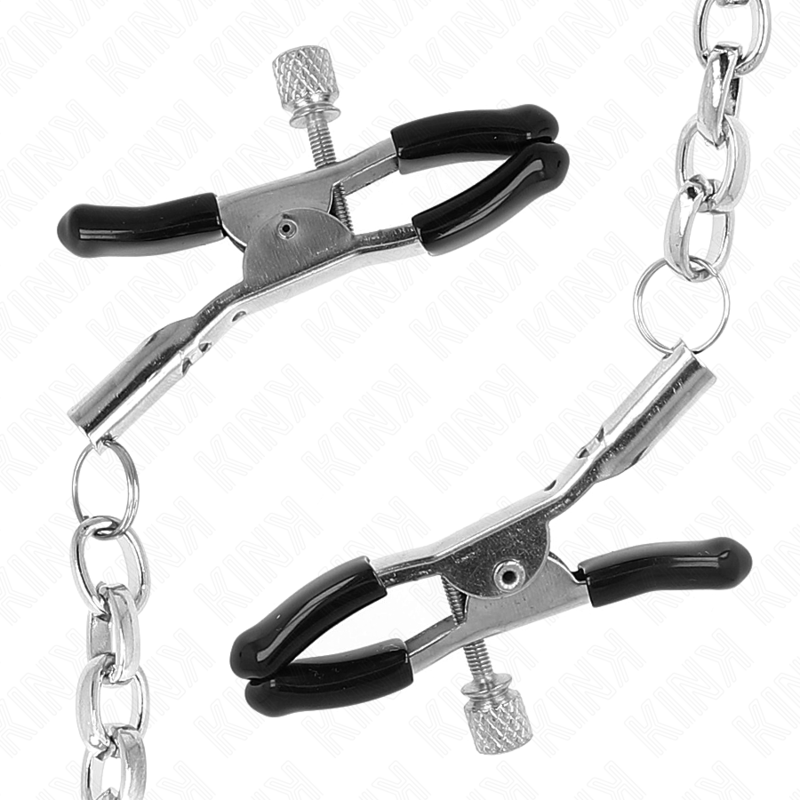 KINK - MORSETTI PER CAPEZZOLI A CATENA SPESSA 30 CM - KINK COLLAR & GAG | Lingerie Harness Boutique
