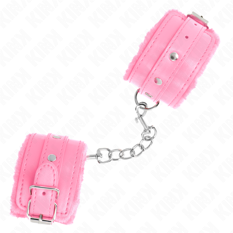 KINK - POGGIPOLSI PREMIUM RIVESTITI IN PELLICCIA ROSA CON CINTURA ROSA REGOLABILE 17-29 CM X 6 CM - KINK COLLAR & GAG | Lingerie Harness Boutique