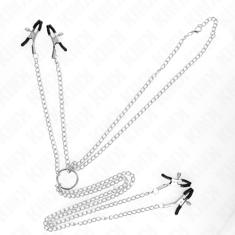 KINK - 4 MORSETTI PER CAPEZZOLI E CLIT REGOLABILI ARGENTO - KINK COLLAR & GAG | Lingerie Harness Boutique