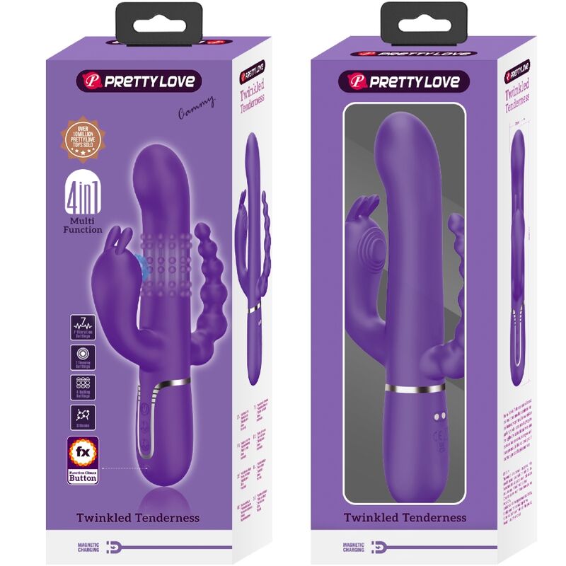 PRETTY LOVE - CAMMY VIBRATORE TRIPLO MULTIFUNZIONE 4 IN 1 VIOLA - PRETTY LOVE FLIRTATION | Lingerie Harness Boutique