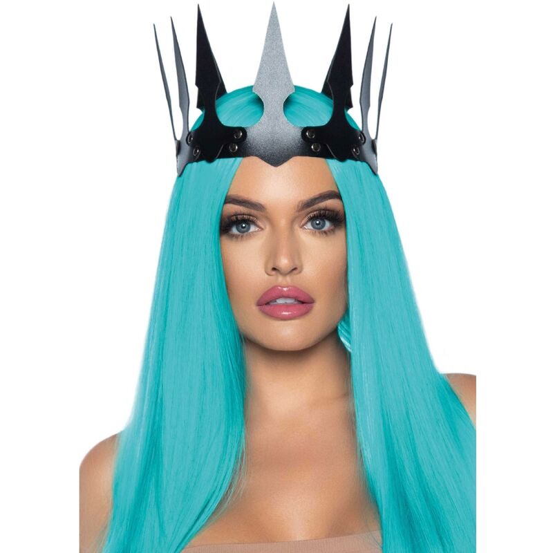 LEG AVENUE - CORONA MALEFICENT IN PELLE SINTETICA CON BORCHIE NERA - LEG AVENUE ACCESSORIES | Lingerie Harness Boutique
