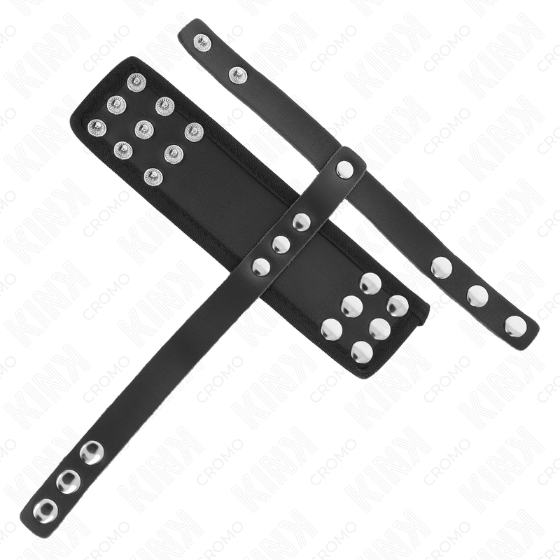 KINK - ANELLO PER GABBIA PER PENE IN PELLE CON CINTURINO DIVISORE PER PALLINE RIVESTITO REGOLABILE - KINK RING POWER | Lingerie Harness Boutique