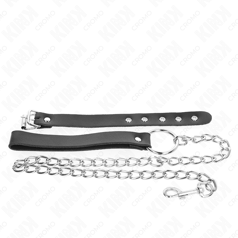 KINK - ANELLO PER PENE IN PELLE CON CINGHIA 21,5 X 2 CM E CATENA IN METALLO 60 CM - KINK RING POWER | Lingerie Harness Boutique