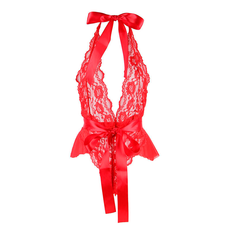 SUBBLIME - 953980 BODY SEXY CON VOLANT + CINTURA ROSSO L/XL - SUBBLIME BODIES | Lingerie Harness Boutique