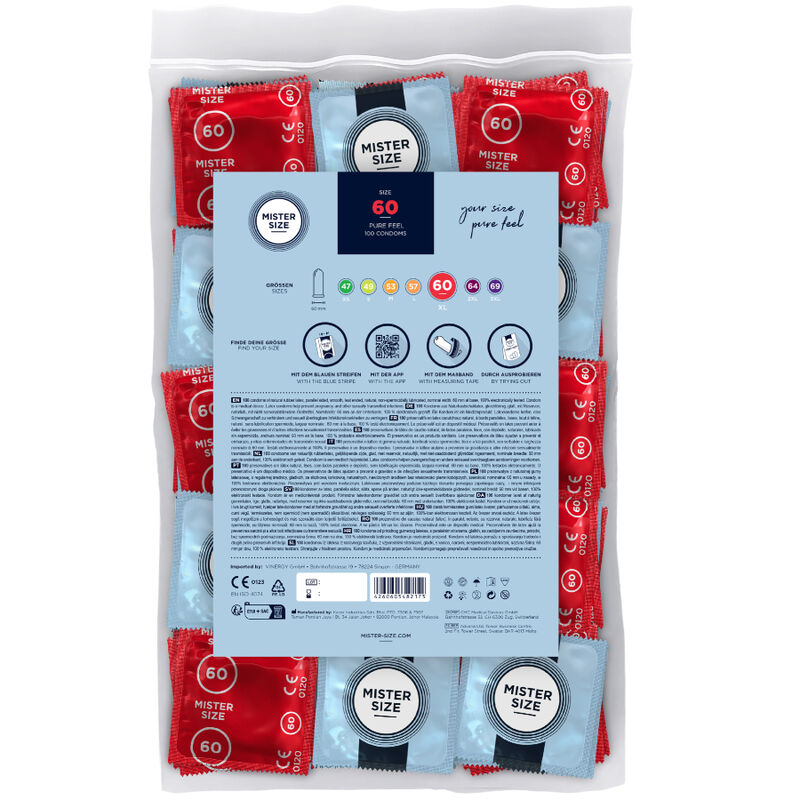 MISTER SIZE - PRESERVATIVO TAGLIA XL 60 MM (100 UNITÀ) - MISTER SIZE | Lingerie Harness Boutique