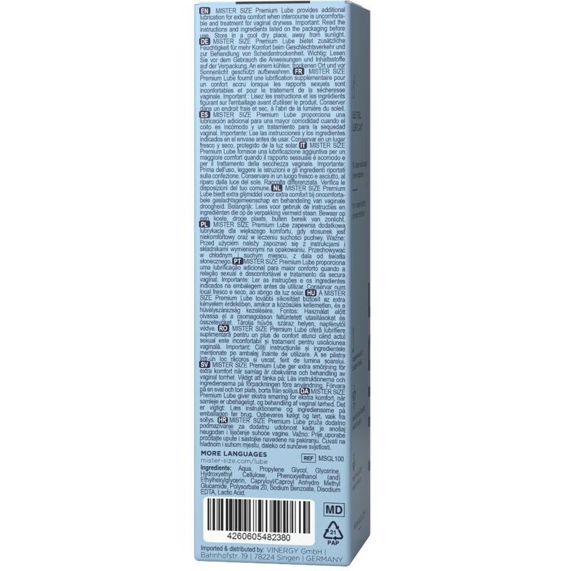 MISTER SIZE - LUBRIFICANTE PREMIUM 100 ML - MISTER SIZE | Lingerie Harness Boutique