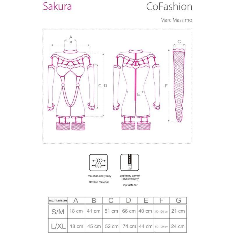 LIVCO CORSETTI FASHION - SAKURA CF 90357 TUTA + GUANTI LUNGHI + CINTURA REGGICALZE NERO S/M - LIVCO CORSETTI SETS | Lingerie Harness Boutique