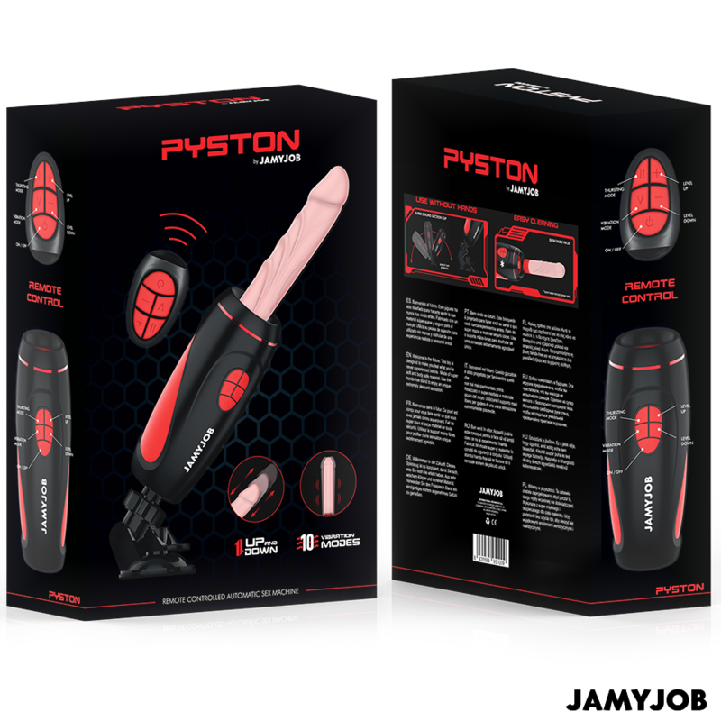 JAMYJOB - PYSTON BASE MASTURBATORE AUTOMATICO CON DILDO TELECOMANDO - JAMYJOB | Lingerie Harness Boutique