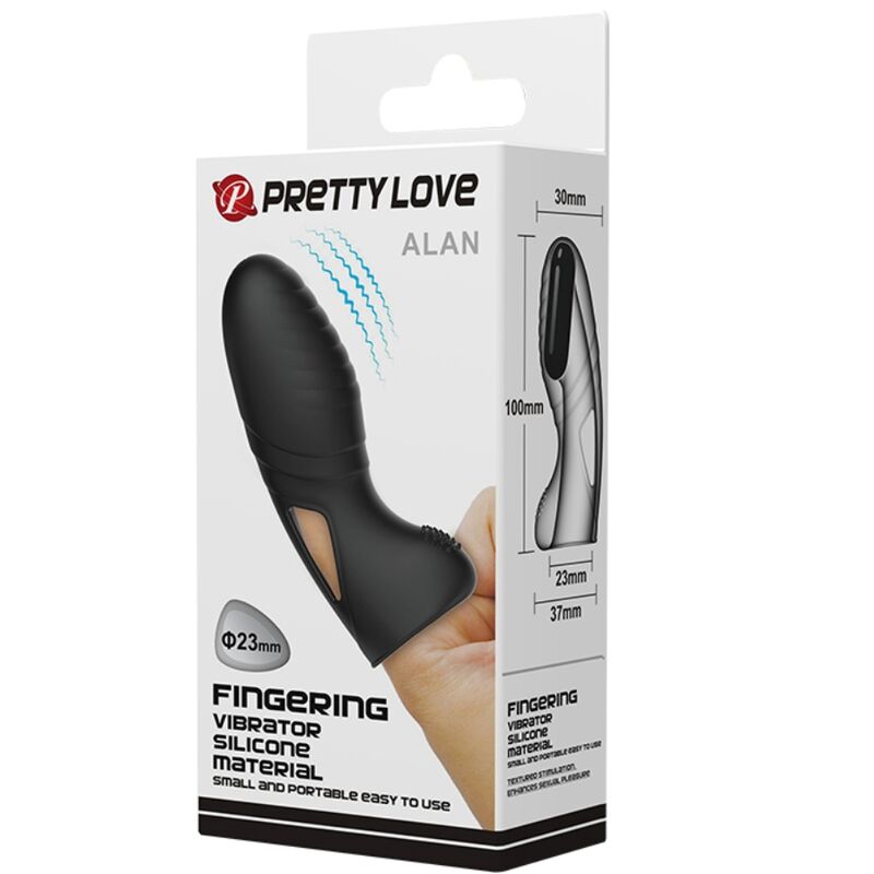PRETTY LOVE - VIBRATORE DA DITO IN SILICONE ALAN NERO - PRETTY LOVE | Lingerie Harness Boutique