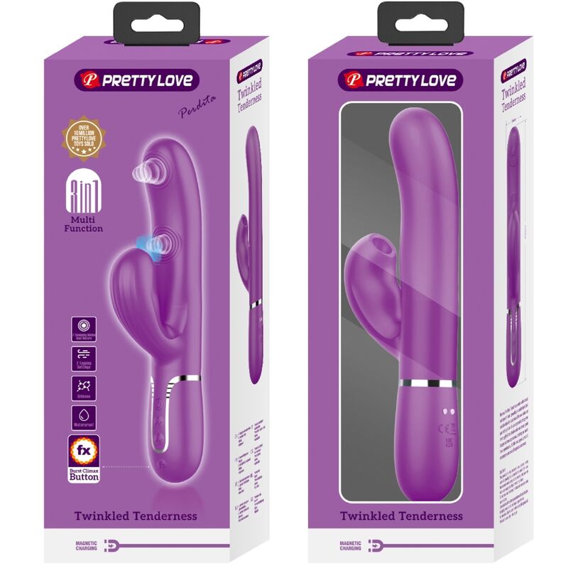 PRETTY LOVE - PERLITA 3 IN 1 VIBRATORE MULTIFUNZIONE CONIGLIO VIOLA - PRETTY LOVE | Lingerie Harness Boutique