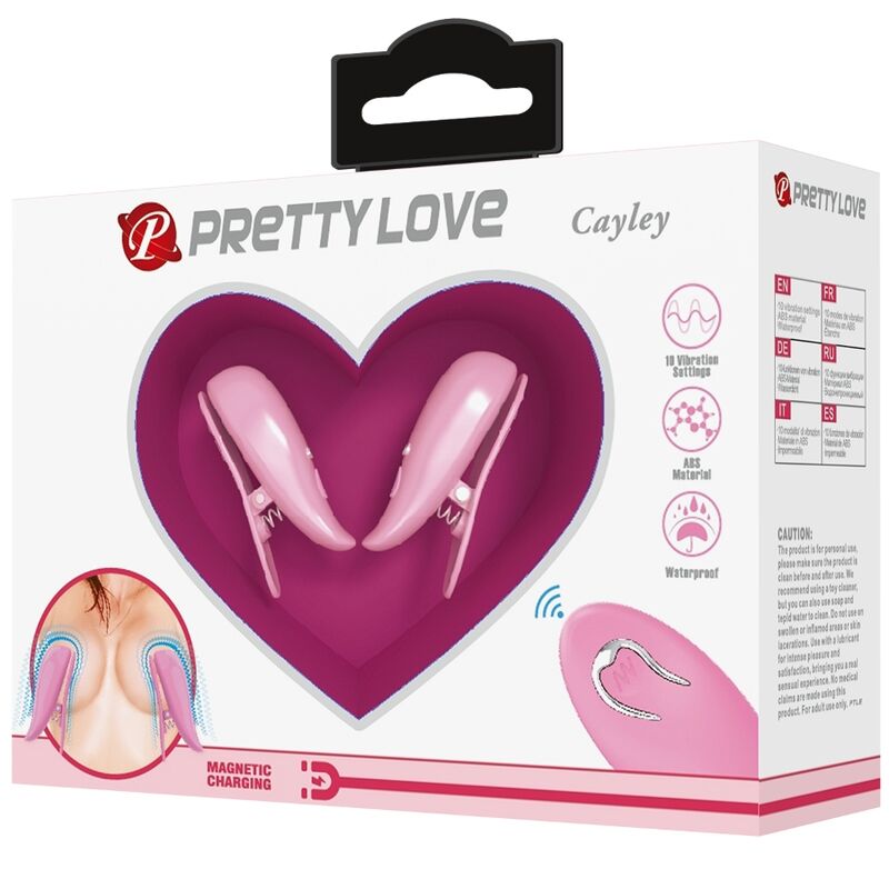 PRETTY LOVE - MORSETTI PER CAPEZZOLI CAILEY 10 VIBRAZIONI TELECOMANDO ROSA - PRETTY LOVE | Lingerie Harness Boutique