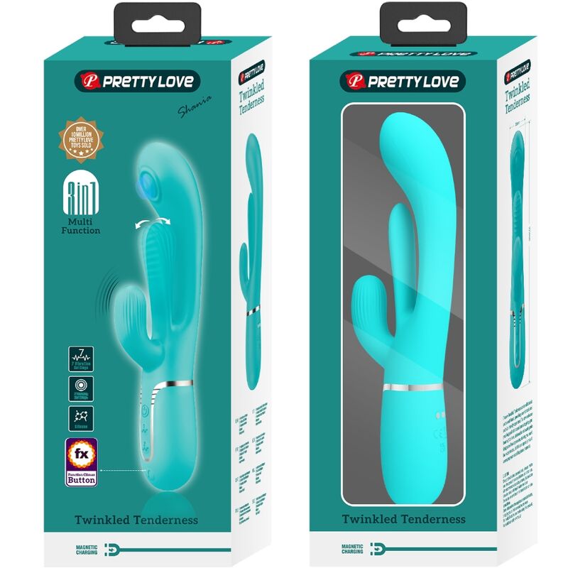 PRETTY LOVE - SHANIA TRIPLE RABBIT VIBRATORE MULTIFUNZIONE 3 IN 1 BLU - PRETTY LOVE | Lingerie Harness Boutique