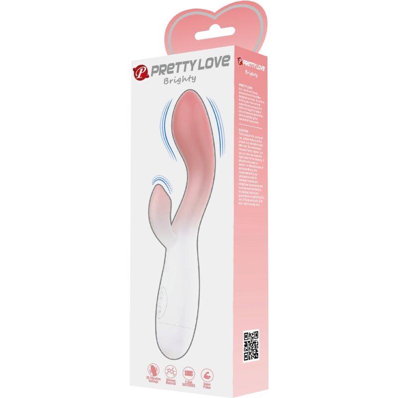 PRETTY LOVE - VIBRATORE PUNTO G LUMINOSO + STIMOLATORE CLITORIDEO 30 VIBRAZIONI ROSA - PRETTY LOVE | Lingerie Harness Boutique