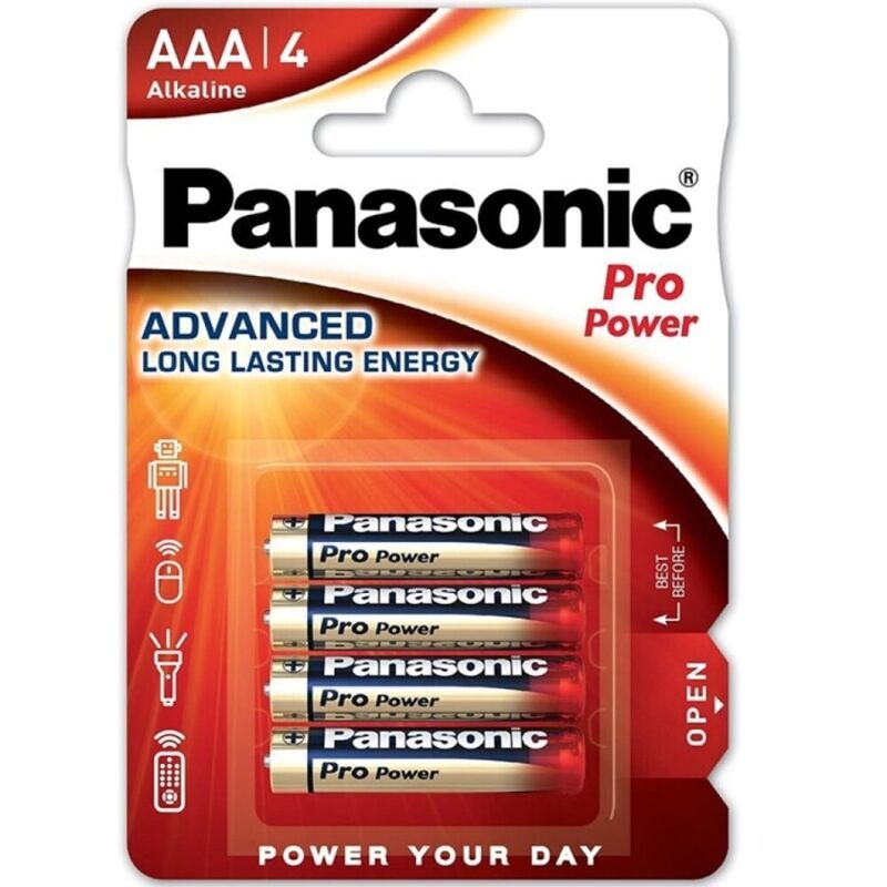 PANASONIC - BATTERIA ALCALINICA AAA PRO POWER LR03 BLISTER*4 - PANASONIC | Lingerie Harness Boutique