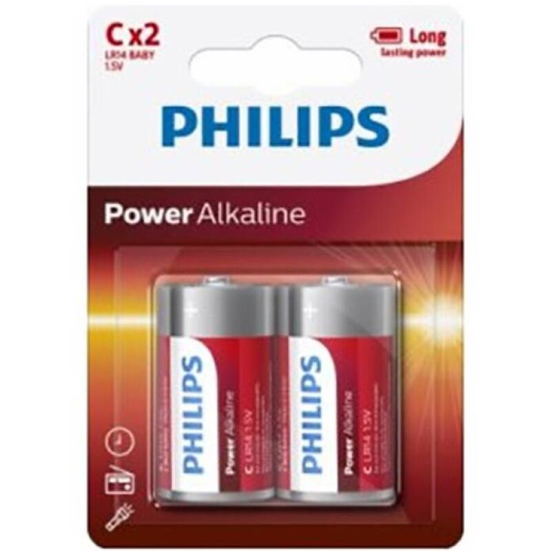 PHILIPS - BATTERIA ALCALINICA POWER C LR14 BLISTER*2 - PHILLIPS | Lingerie Harness Boutique