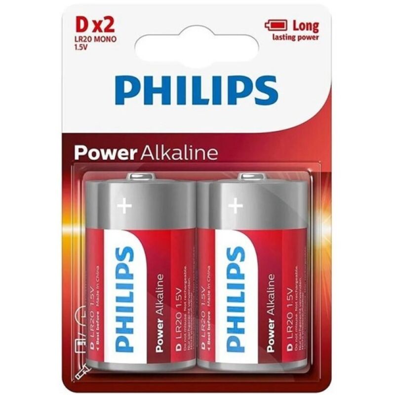 PHILIPS - BATTERIA ALCALINICA POWER D LR20 BLISTER*2 - PHILLIPS | Lingerie Harness Boutique