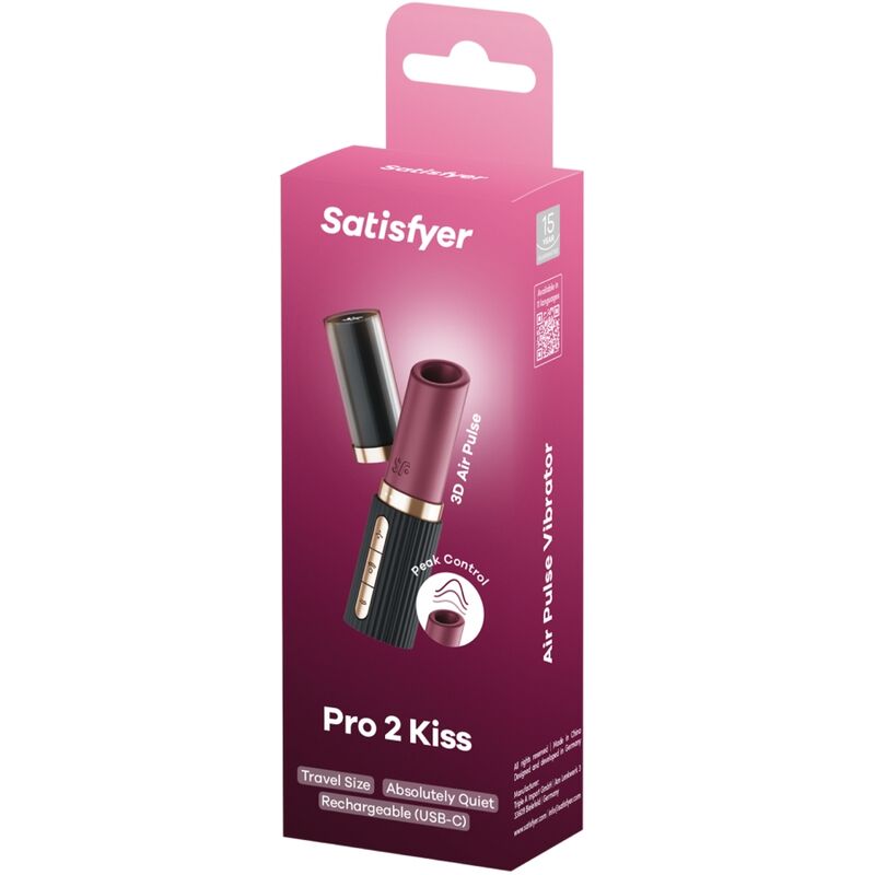 SATISFYER - PRO 2 KISS WAVE STIMOLATORE CLITORIDEO GRANATO / NERO - SATISFYER AIR PULSE | Lingerie Harness Boutique