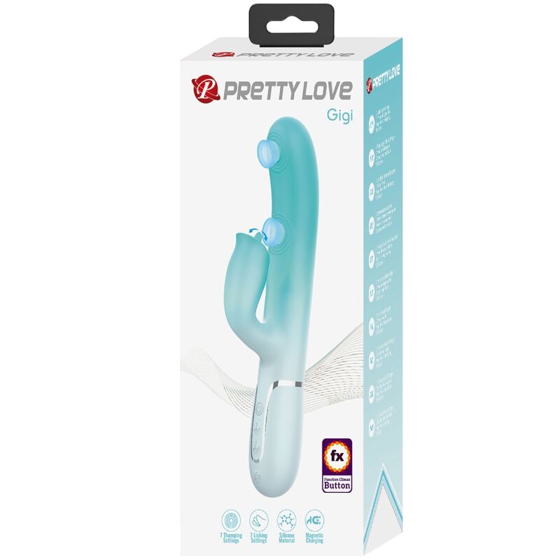 PRETTY LOVE - VIBRATORE MULTIFUNZIONE CONIGLIO GIGI VERDE ACQUA - PRETTY LOVE FLIRTATION | Lingerie Harness Boutique