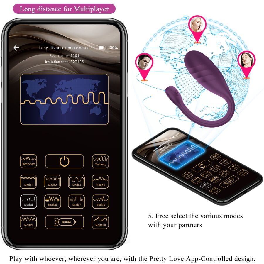 PRETTY LOVE - VIBRATORE CONTROLLATO DA APP LEVIATHAN VIOLA - PRETTY LOVE SMART | Lingerie Harness Boutique