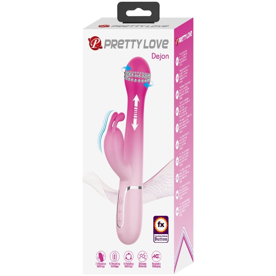 PRETTY LOVE - DEJON 3 IN 1 MULTIFUNZIONE VIBRATORE CONIGLIO ROSA - PRETTY LOVE | Lingerie Harness Boutique