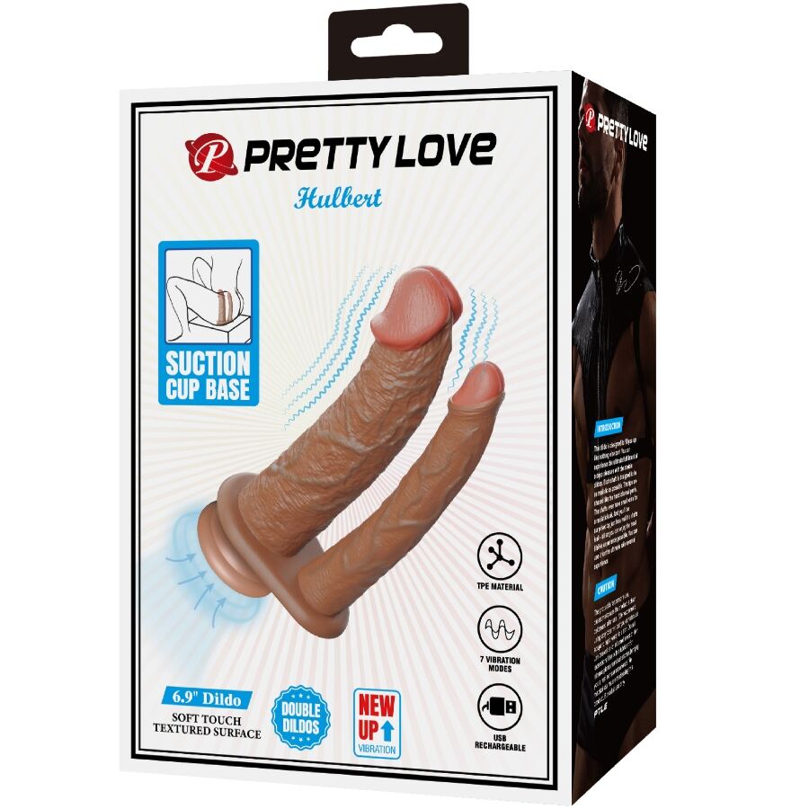 PRETTY LOVE - HULBERT DOPPIO DILDO REALISTICO CON VIBRAZIONE MULATO - PRETTY LOVE | Lingerie Harness Boutique