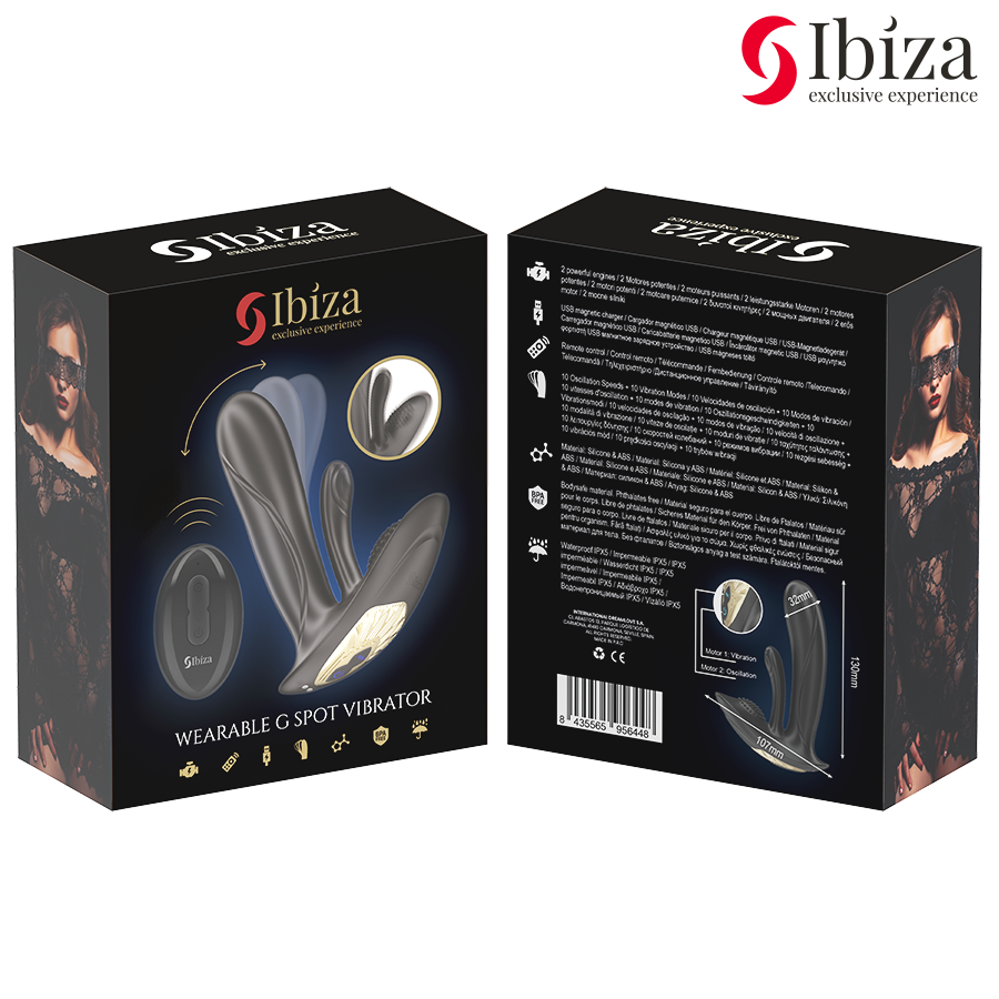 IBIZA - VIBRATORE INDOSSABILE CON STIMOLAZIONE DEL PUNTO G E DEL CLITORIDE CON TELECOMANDO - IBIZA TECHNOLOGY | Lingerie Harness Boutique