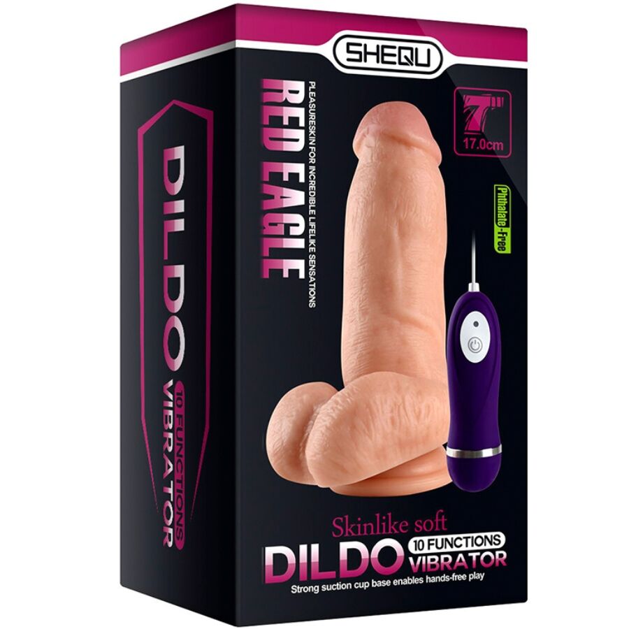 SHEQU - DILDO VIBRATORE AQUILA ROSSA CON TELECOMANDO 17 CM - SHEQU | Lingerie Harness Boutique