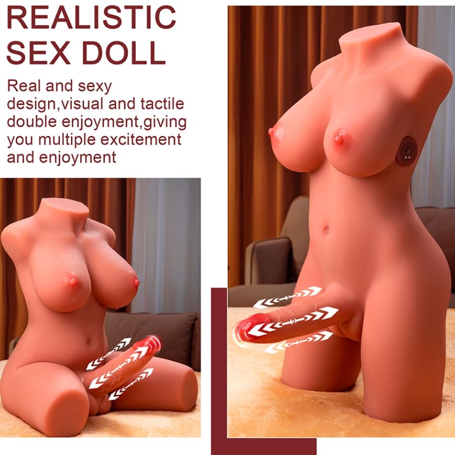 XISE - MIAH LADY BOY TORSO FEMMINILE CON DILDO CON VIBRAZIONE E SPINTA 55 CM - XISE | Lingerie Harness Boutique