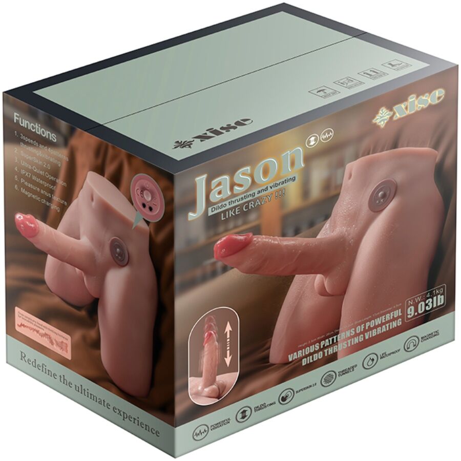 XISE - JASON DILDO MASTURBATORE REALISTICO CON SPINTA E VIBRAZIONE 17 CM - XISE | Lingerie Harness Boutique