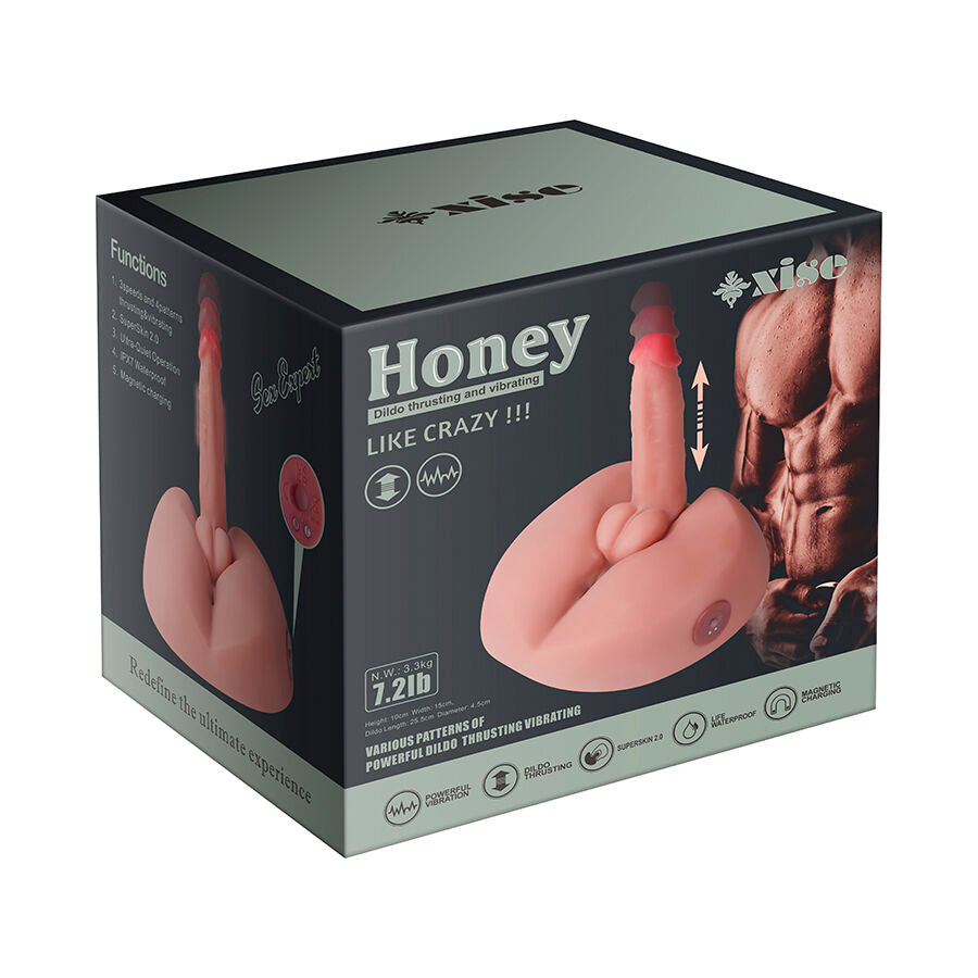 XISE - MIELE DILDO MASTURBATORE REALISTICO CON VIBRAZIONE 25 CM - XISE | Lingerie Harness Boutique