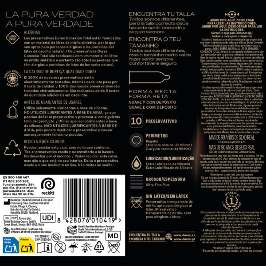 DUREX - TOTAL CONNECTION ULTRA FINE PLUS SENZA LATTICE 10 UNITÀ - DUREX CONDOMS | Lingerie Harness Boutique