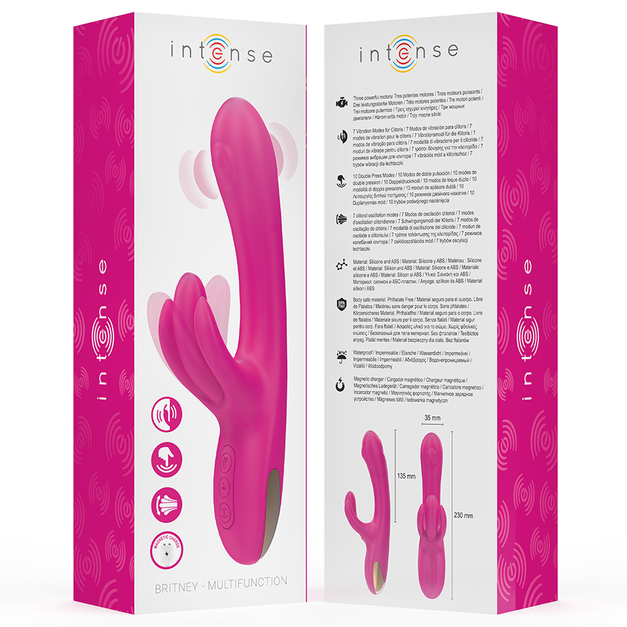 INTENSE - VIBRATORE MULTIFUNZIONE CONIGLIO BRITNEY 23 CM ROSA - INTENSE FUN | Lingerie Harness Boutique