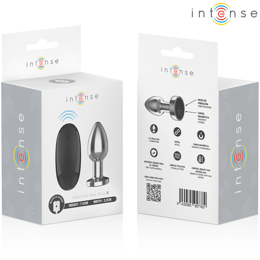 INTENSE - PLUG ANALE 10 VIBRAZIONI METALLO CON TELECOMANDO S - INTENSE ANAL TOYS | Lingerie Harness Boutique