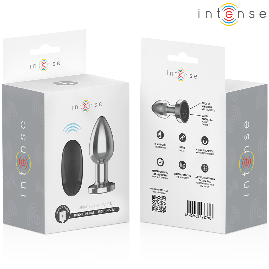 INTENSE - PLUG ANALE 10 VIBRAZIONI METALLO CON TELECOMANDO L - INTENSE ANAL TOYS | Lingerie Harness Boutique
