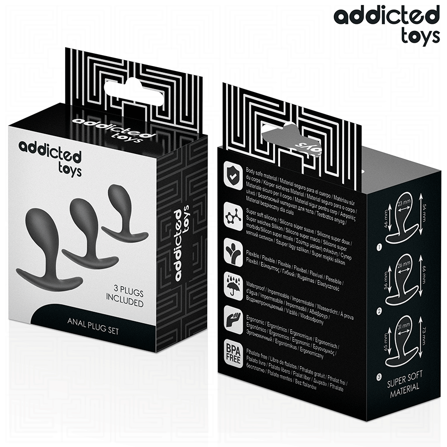 ADDICTED TOYS - SET DI 3 TAPPI ANALI MODELLO 3 - ADDICTED TOYS | Lingerie Harness Boutique